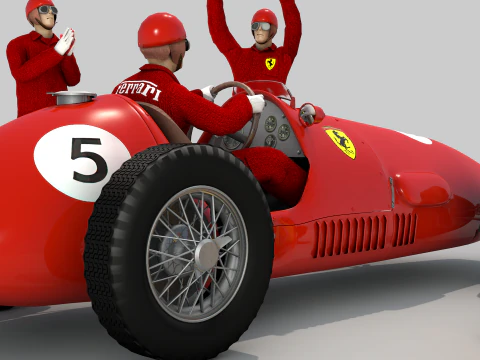 Ferrari 500 F2 1952 and Team 3D Model