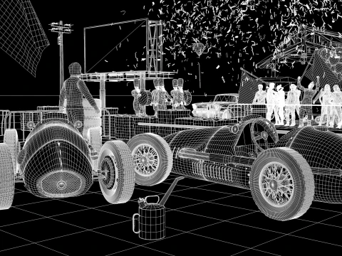 Ferrari 500 F2 1952 and Team 3D Model