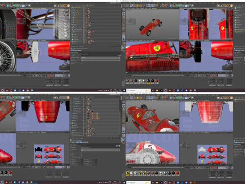 Ferrari 500 F2 1952 and Team 3D Model