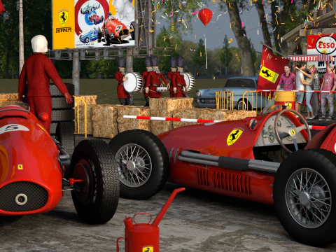 Ferrari 500 F2 1952 and Team 3D Model