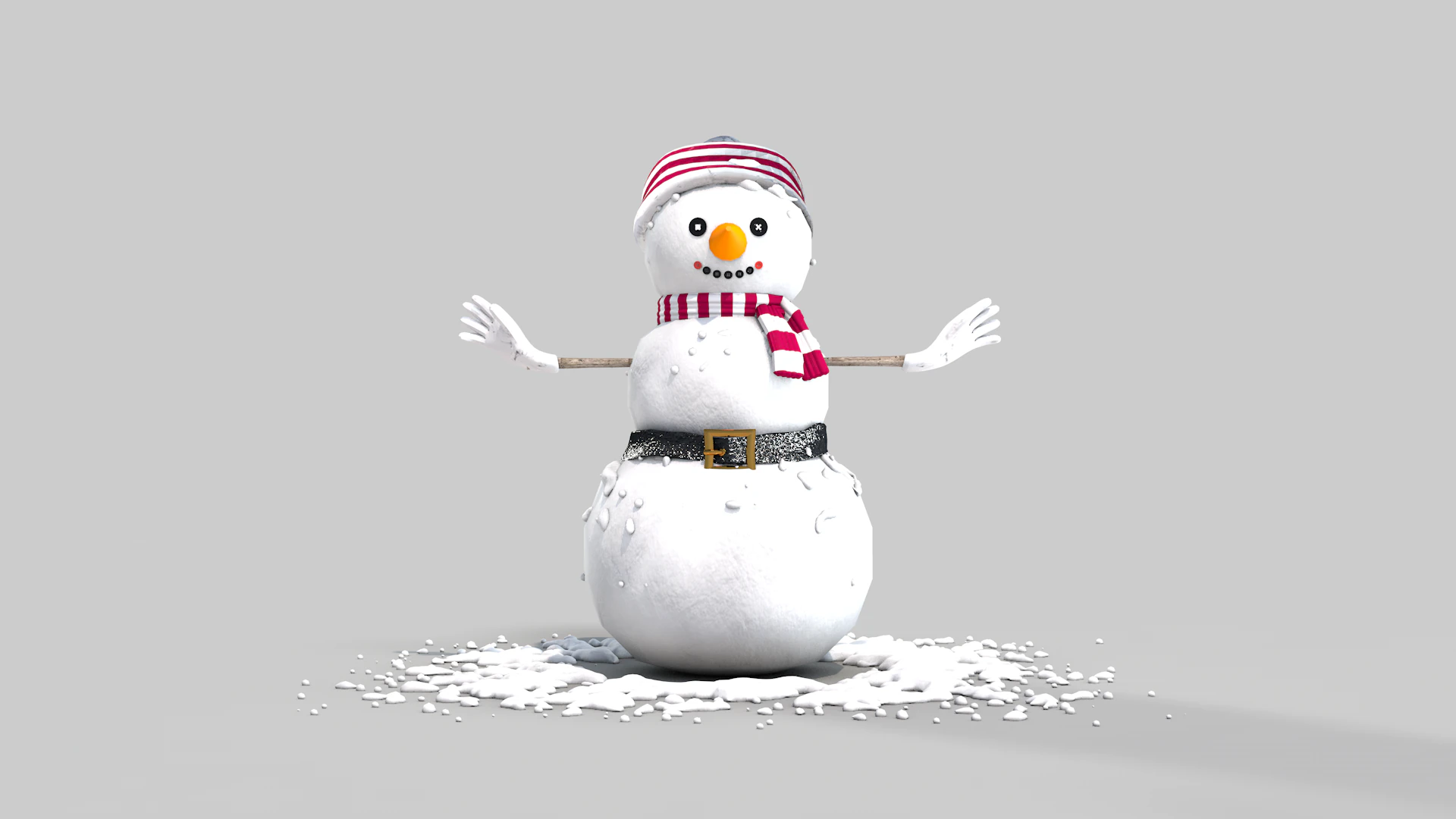 Snowman in The Snow 3D Model .c4d .max .obj .3ds .fbx .stl .blend 