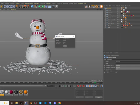 Snowman in The Snow 3D Model
