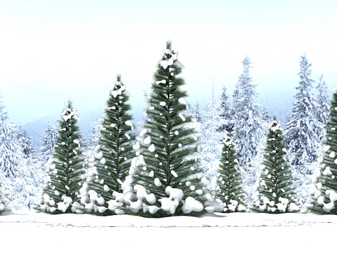 Pine Tree in The Snow 3D Model