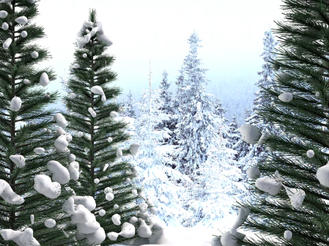 Pine Tree in The Snow 3D Model