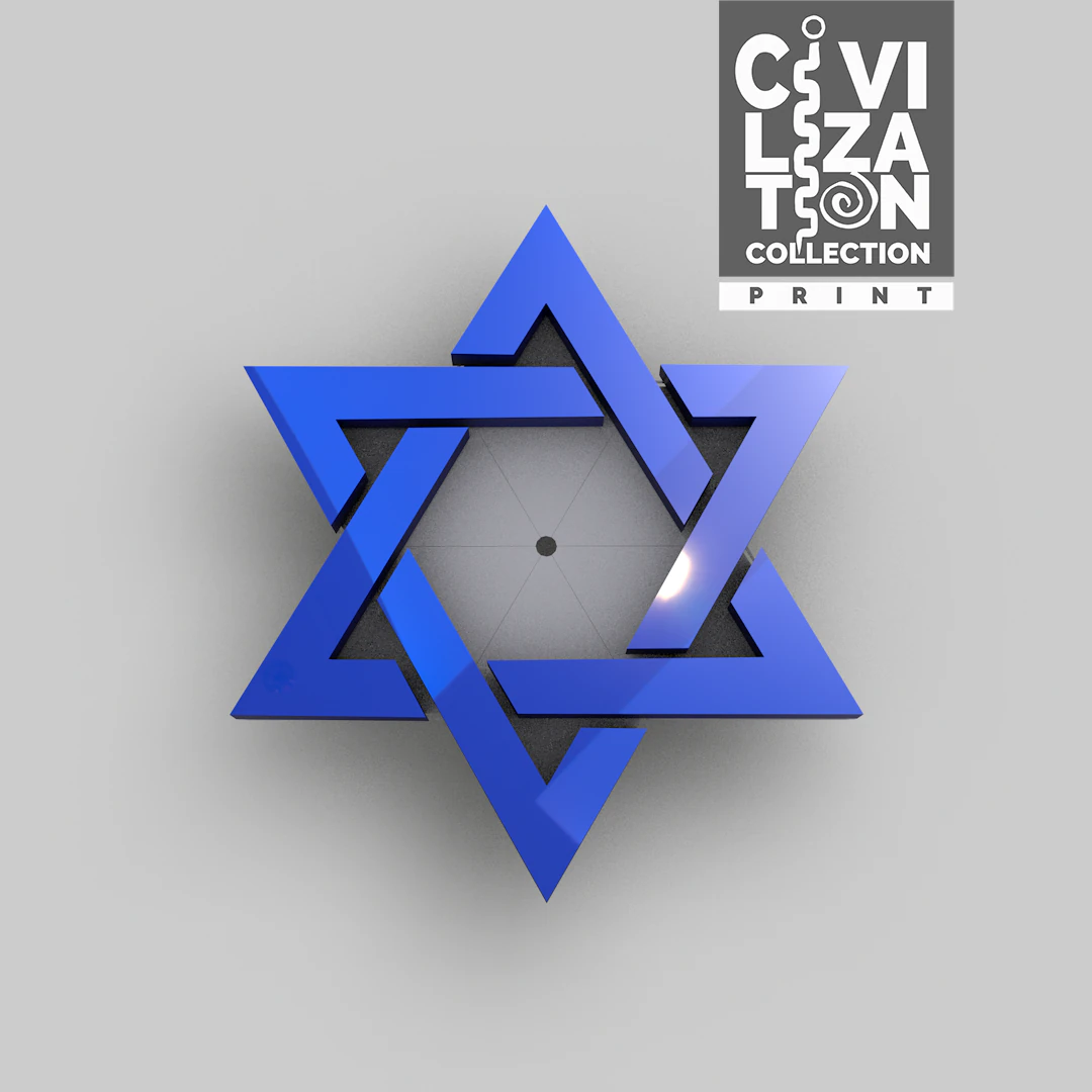 Symbol Star Davi 3D Model .c4d .max .obj .3ds .fbx .stl .blend 