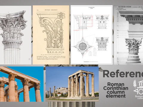 Roman Corinthian column element 3D Model