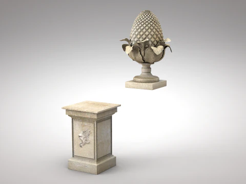Roman Pine Cone Sculpture 3D Model