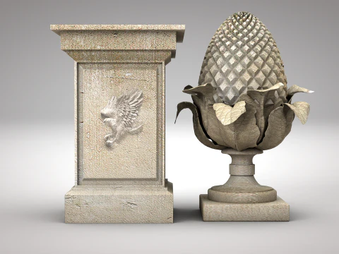 Roman Pine Cone Sculpture 3D Model