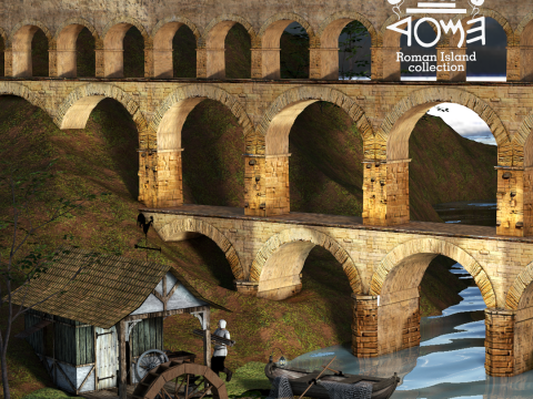 Roman Pont Du Gard Aqueduct 3D-Modell