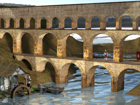 Roman Pont Du Gard Aqueduct Modello 3D