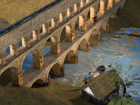 Roman Pont Du Gard Aqueduct Modello 3D