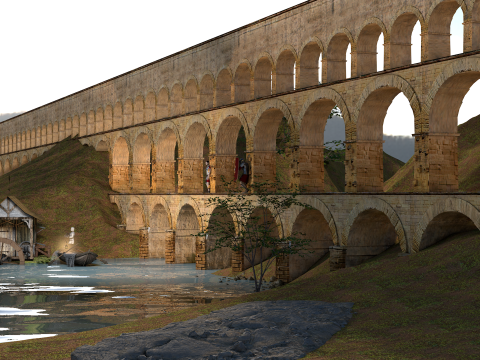 Roman Pont Du Gard Aqueduct Modello 3D