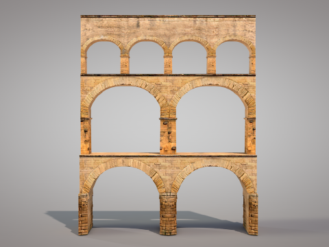 Roman Pont Du Gard Aqueduct Modello 3D