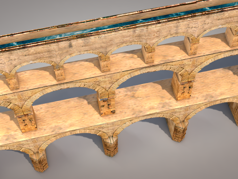Roman Pont Du Gard Aqueduct Modello 3D