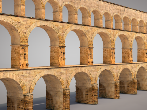 Roman Pont Du Gard Aqueduct Modello 3D