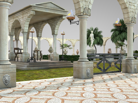 Roman Garden for Houses Model 3D