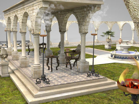 罗马住宅花园 3D 模型