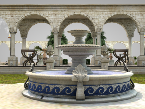 Roman Garden for Houses Model 3D