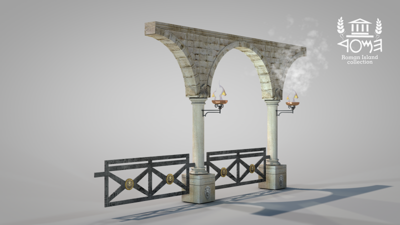 Residential Roman Garden 3D 모델 .c4d .max .obj .3ds .fbx .stl .blend