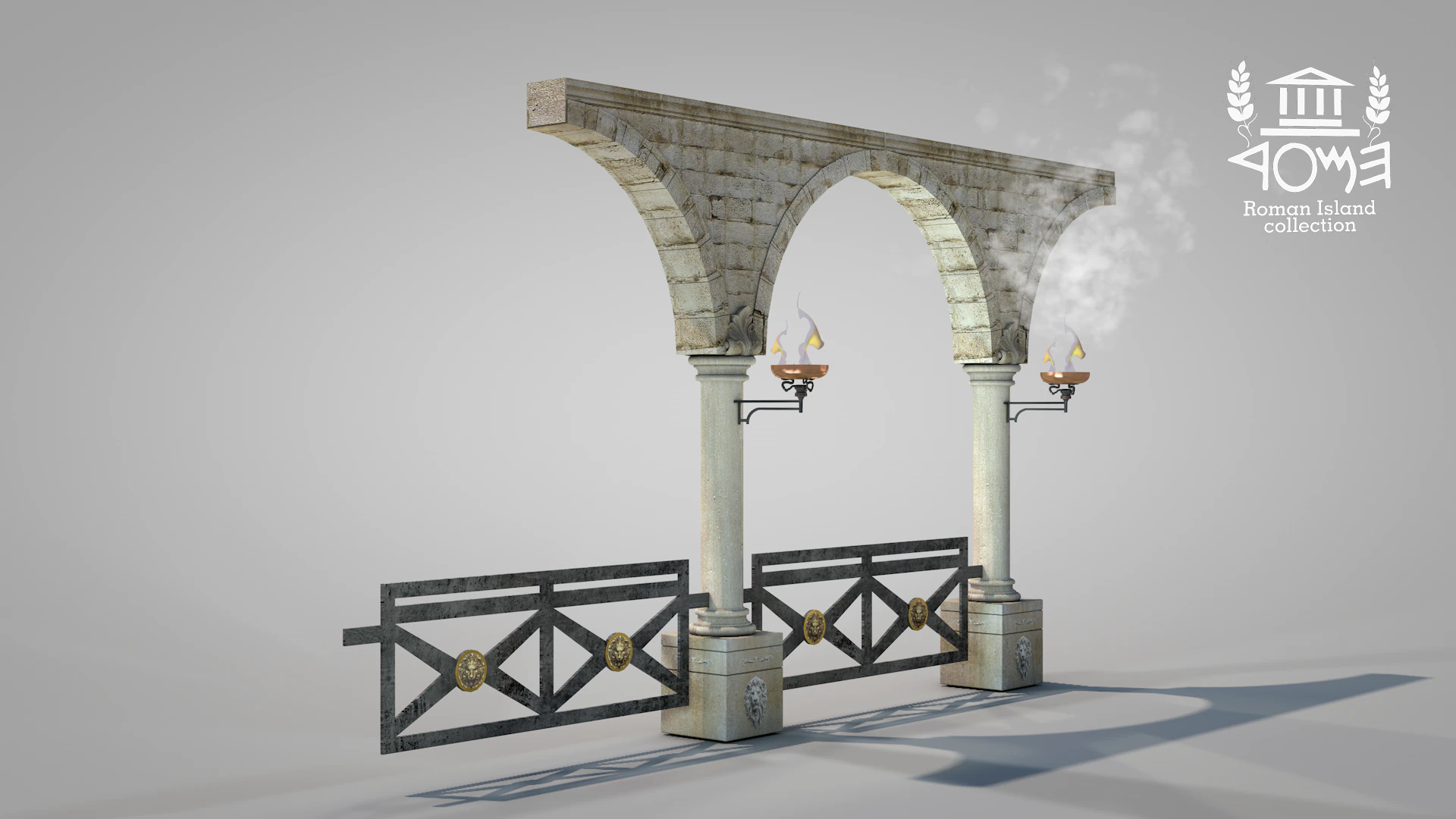 Residential Roman Garden 3D Model .c4d .max .obj .3ds .fbx .stl .blend 