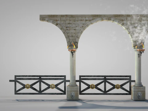 Residential Roman Garden 3D Model
