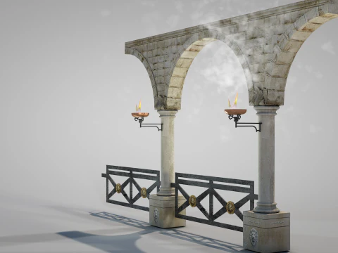 Residential Roman Garden 3D Model