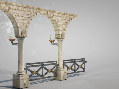 Residential Roman Garden 3D Model