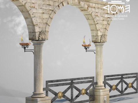 Residential Roman Garden 3D Model