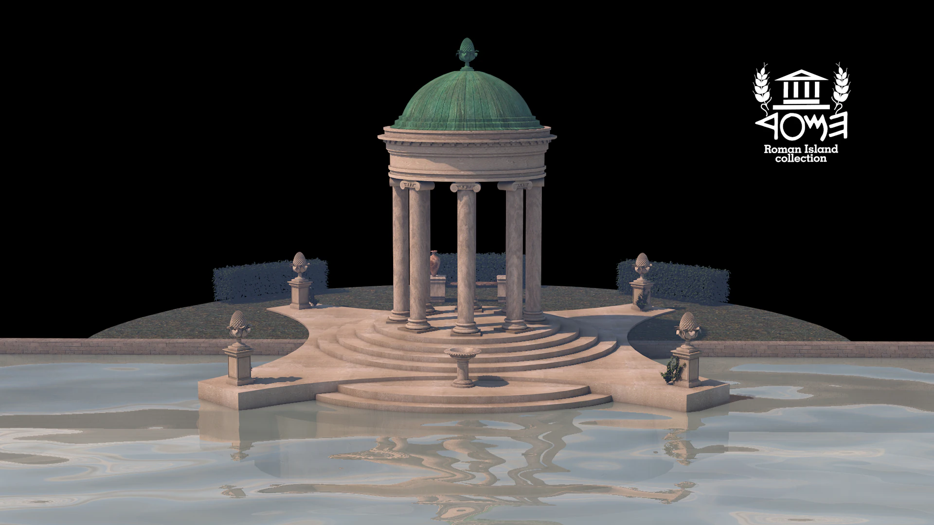 Roman Island Gazebo 3D Model .c4d .max .obj .3ds .fbx .stl .blend