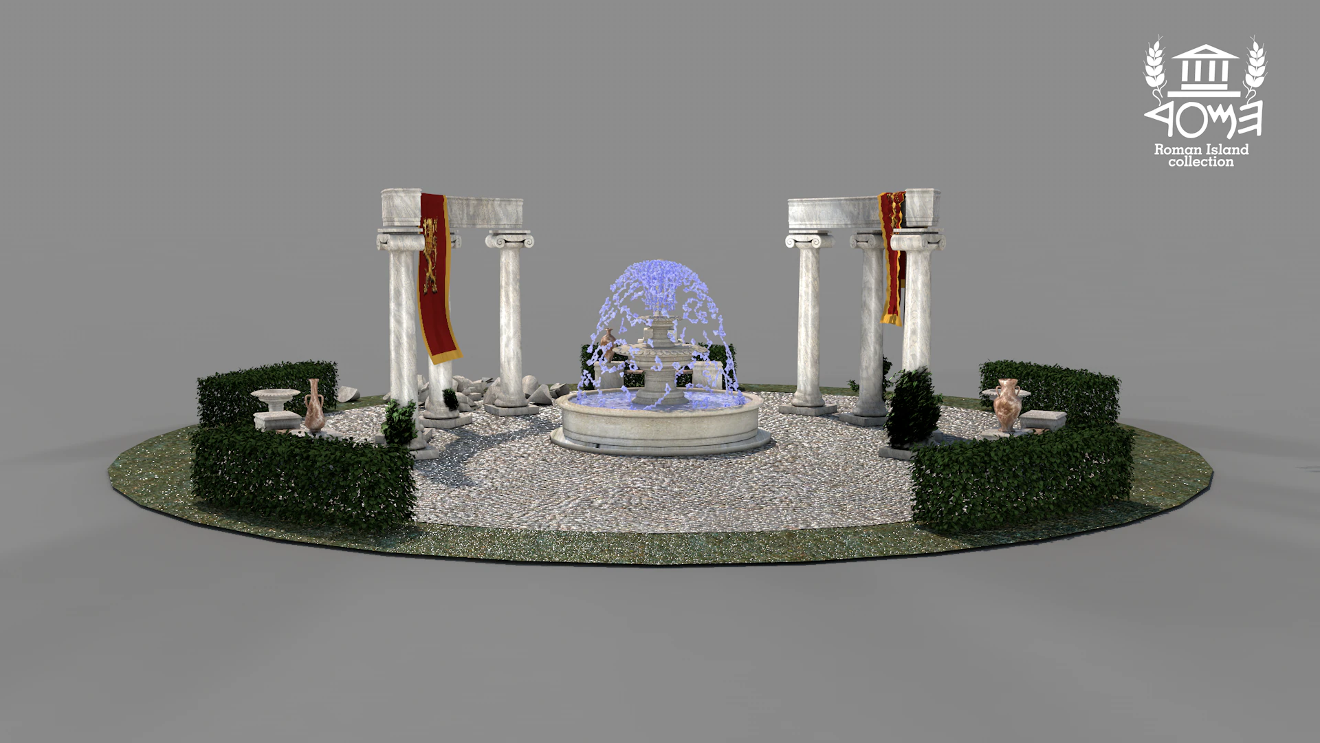 Roman Island Square 3D Model .c4d .max .obj .3ds .fbx .stl .blend