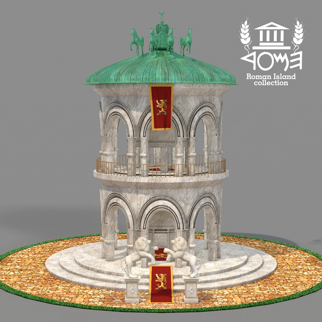 Roman Island Tower 3D Model .c4d .max .obj .3ds .fbx .stl .blend 