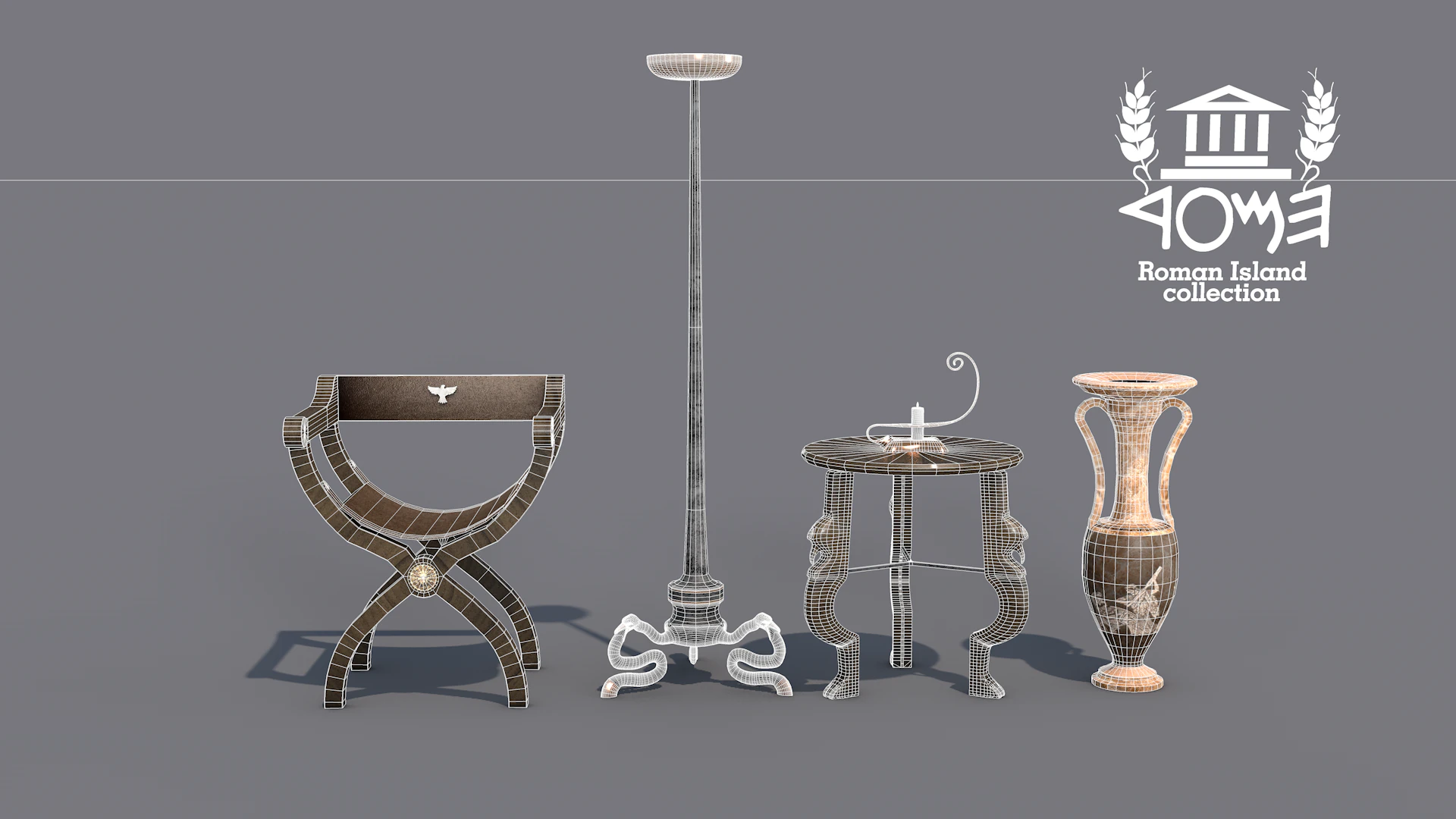 Roman Island Furniture 3D Model .c4d .max .obj .3ds .fbx .stl .blend 