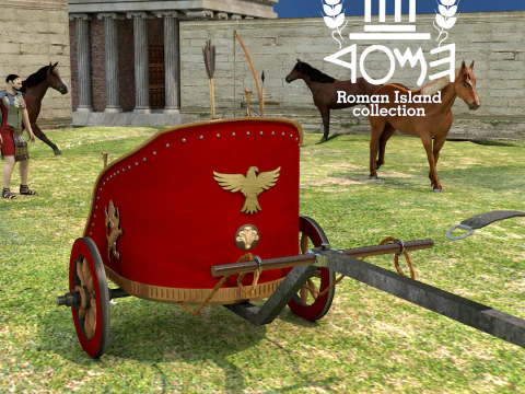 Kereta Pulau Romawi Biga Model 3D