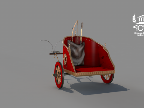 Roman Island Chariot Biga 3D Model