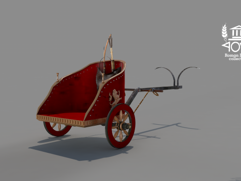Roman Island Chariot Biga 3D Model