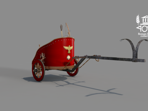Roman Island Chariot Biga 3D Model