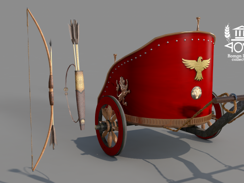 Roman Island Chariot Biga 3D Model
