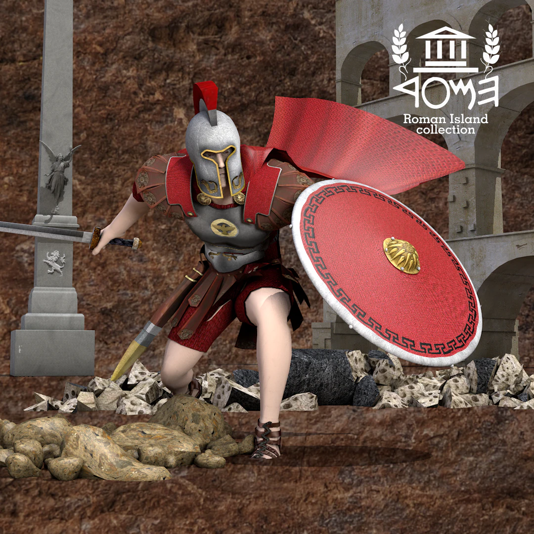 Roman Island Soldier 3D Model .c4d .max .obj .3ds .fbx .stl .blend 