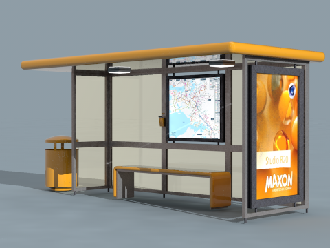 Urban Bus Stop 3D Model