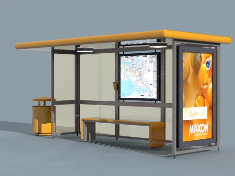 शहरी बस स्टॉप 3D मॉडल