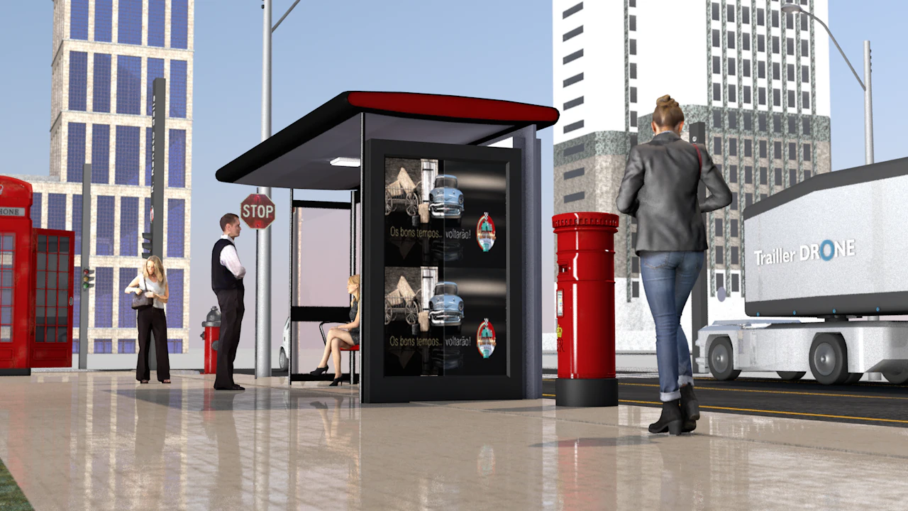 English Bus Stop 3D Model .c4d .max .obj .3ds .fbx .stl .blend