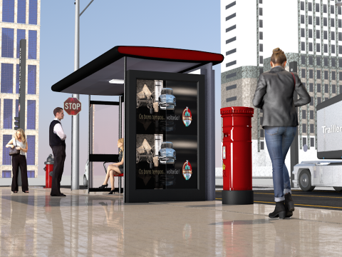 English Bus Stop 3D Model