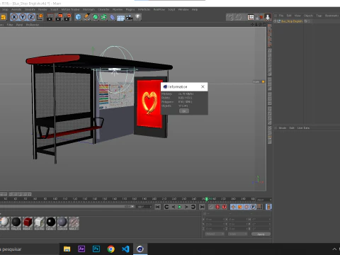 English Bus Stop 3D Model