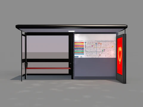 English Bus Stop 3D Model