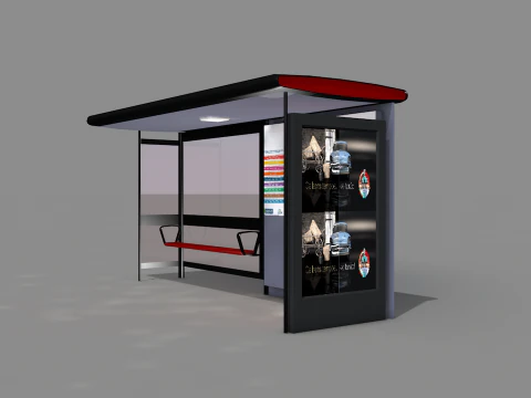 English Bus Stop 3D Model