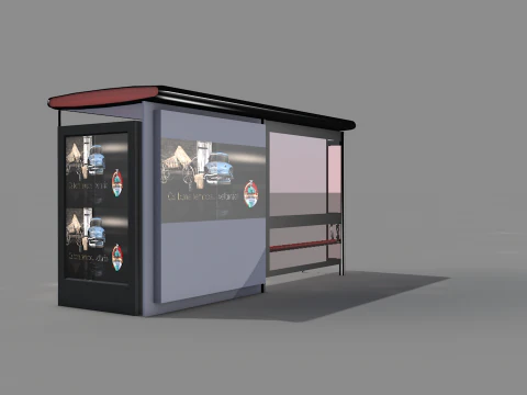 English Bus Stop 3D Model