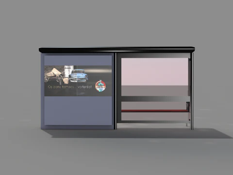 English Bus Stop 3D Model