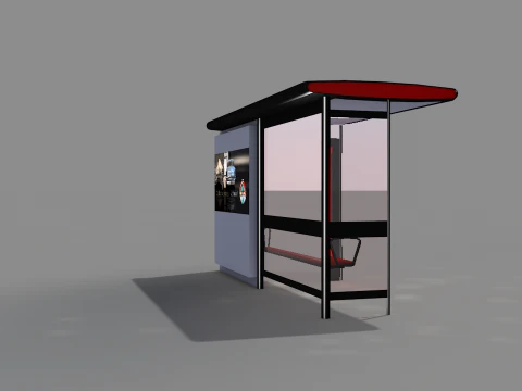 English Bus Stop 3D Model
