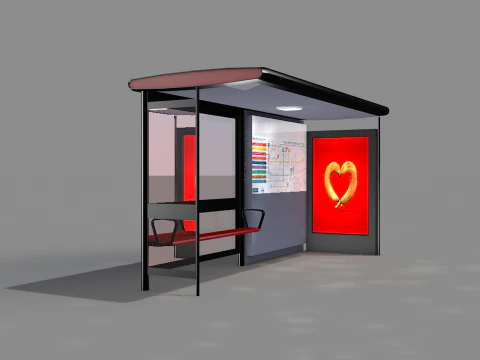 English Bus Stop 3D Model