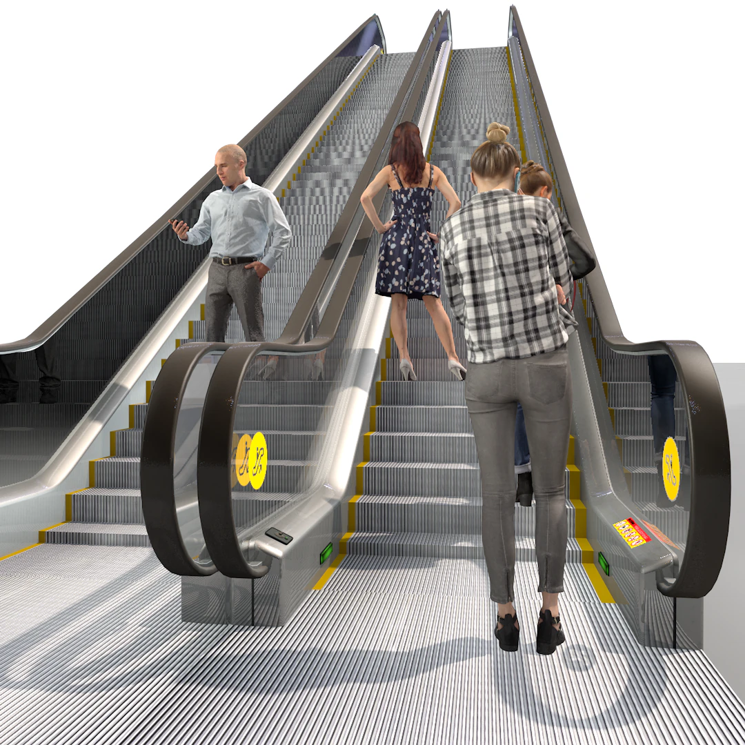 Escalator Goes Up and Down 3D Model .c4d .max .obj .3ds .fbx .stl .blend 